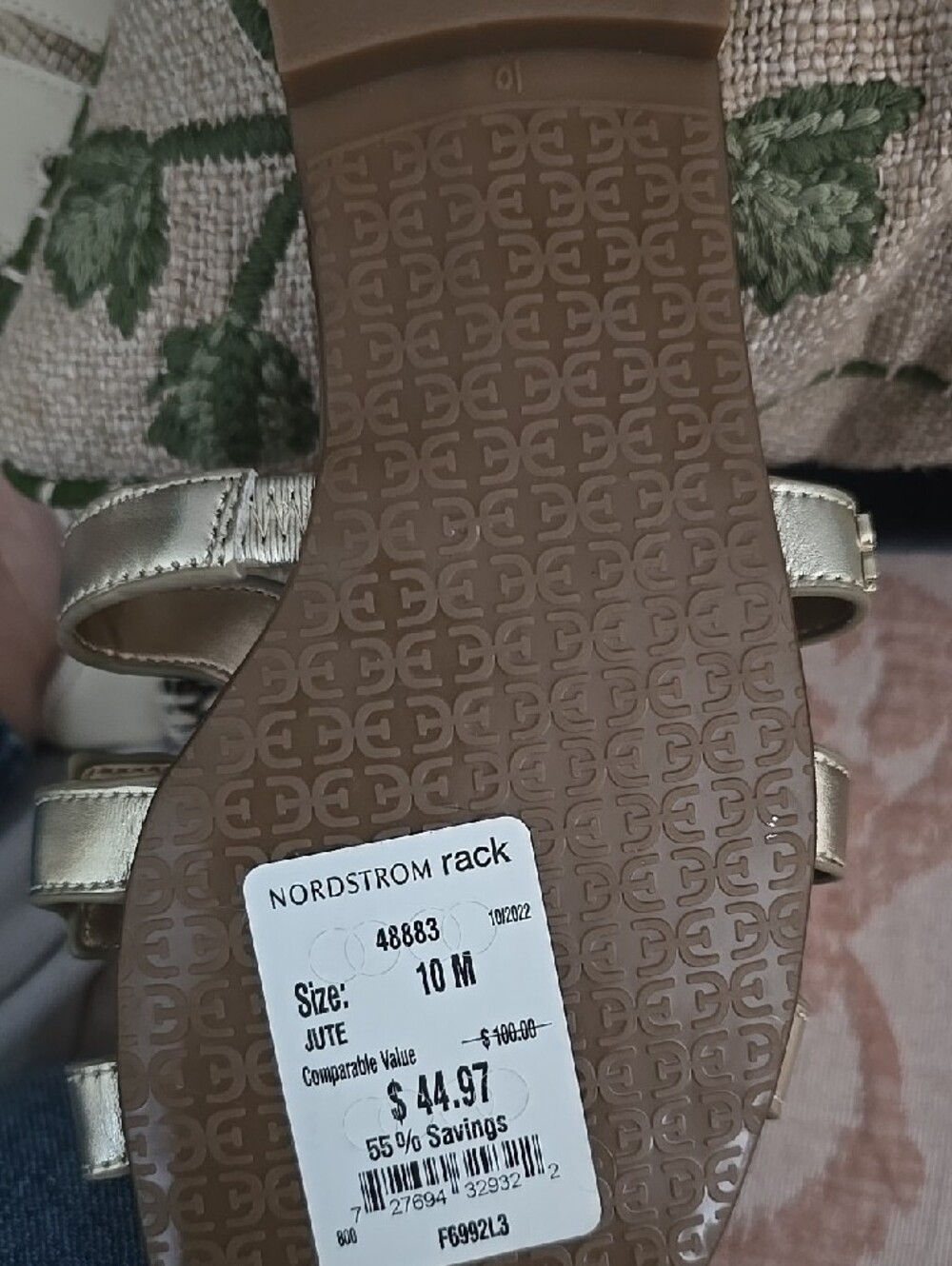 Sam Edelman Silver Croc-Embossed Logo Slide Sandals - Picture 2 of 2